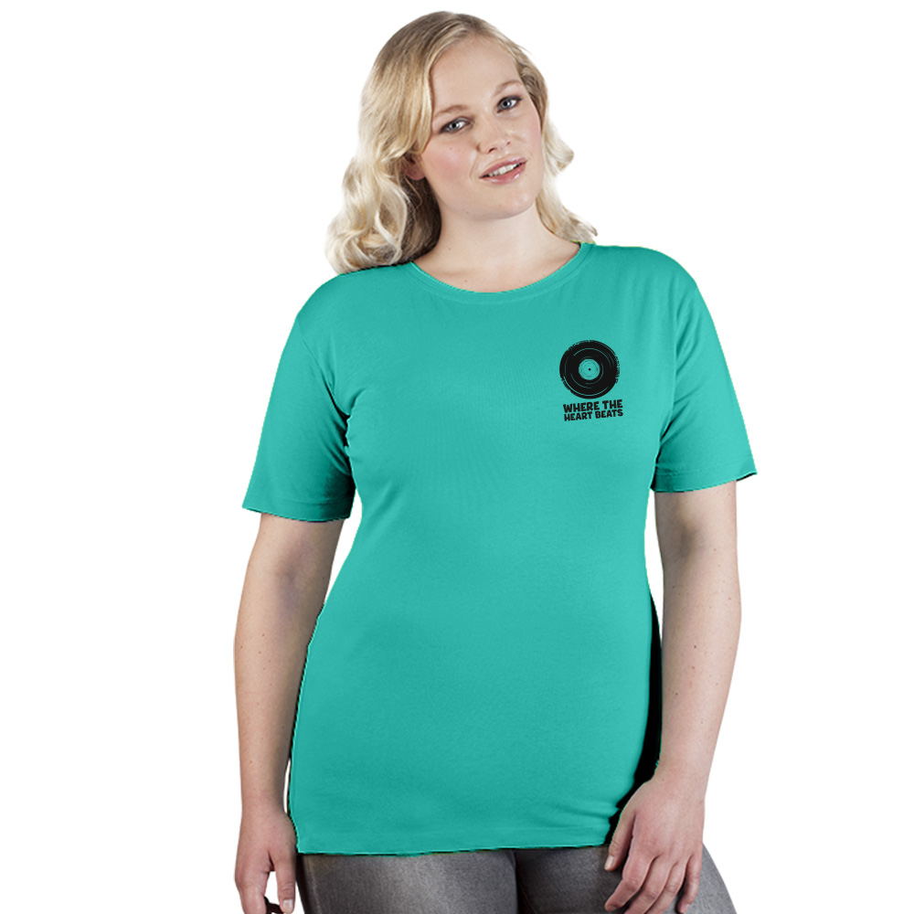 Print "promodoro heart beats" Premium T-Shirt Plus Size Damen, Jade, XXXL