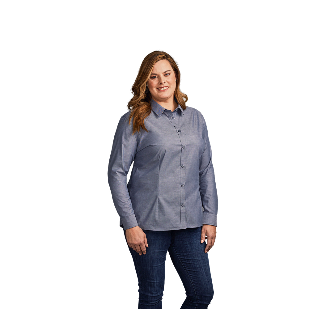 Oxford Langarm-Bluse Plus Size Damen, Charcoal, XXXL