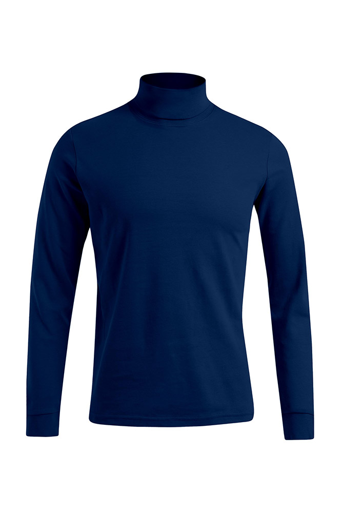 Rollkragen Langarmshirt Plus Size Herren, Marineblau, XXXL
