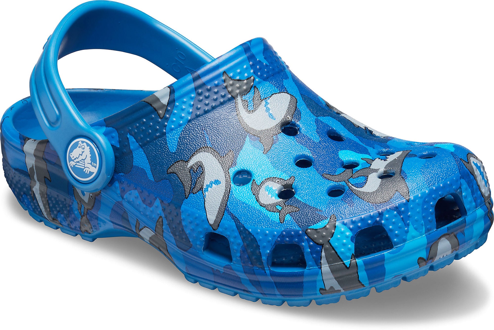 Crocs Classic Shark Clogs, Prep Blue 23-24