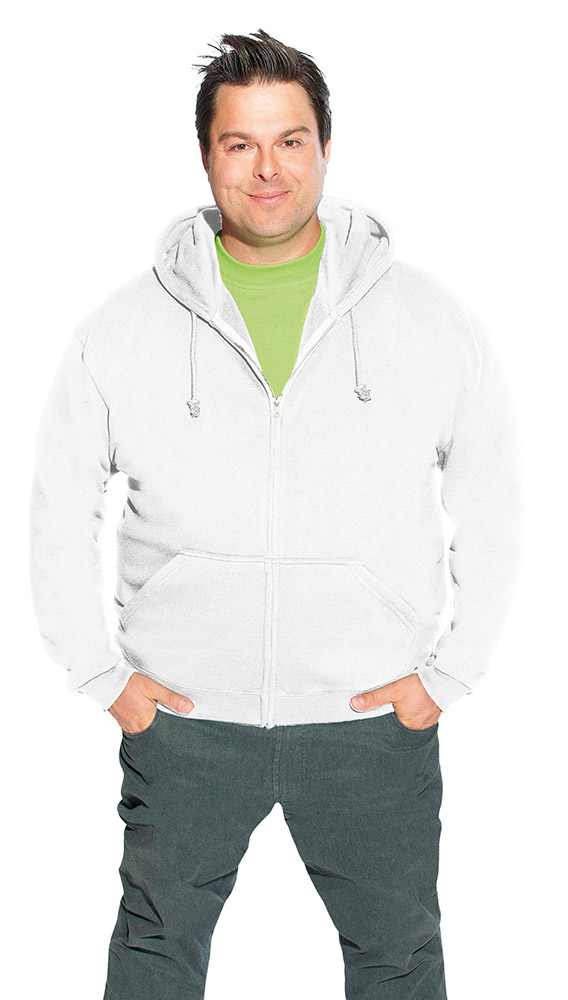 Baumwoll Zip Hoodie Jacke Plus Size Herren Sale, Weiß, 4XL