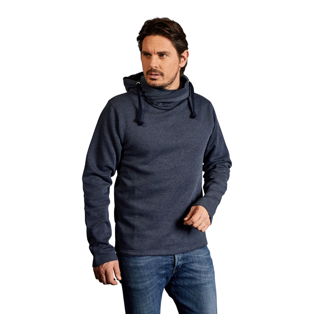 Heather Hoodie 60-40 Herren, Blau-Melange, L