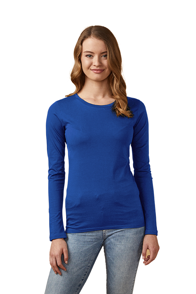 X.O Rundhals Langarmshirt Damen, Azurblau, XL