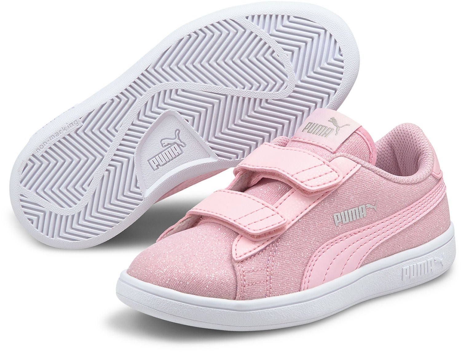 Puma Smash V2 Glitz Glam V PS Sneaker, Pink Lady, 34