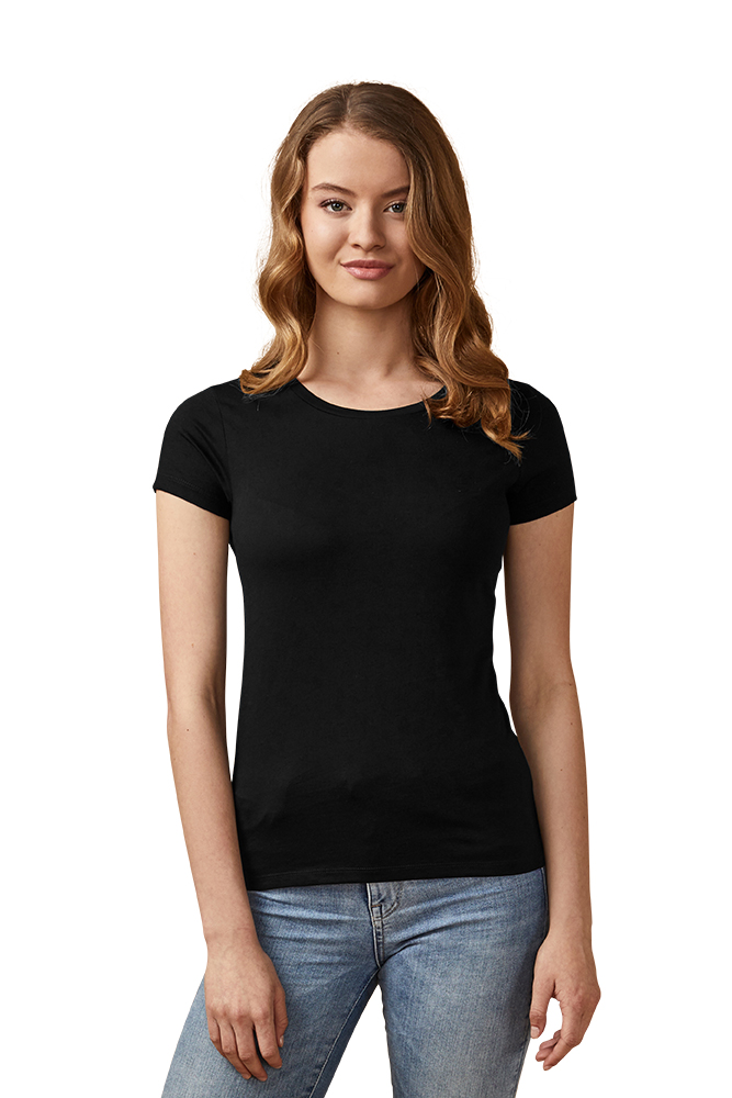 X.O Rundhals T-Shirt Damen, Schwarz, L