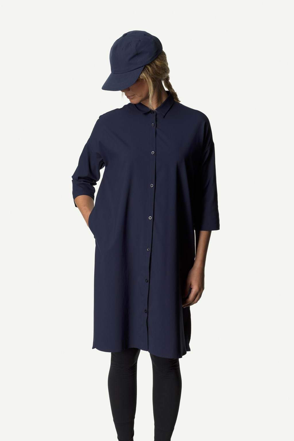 Houdini Women's Route Shirt Dress - Recycled Polyester, Blue Illusion / L