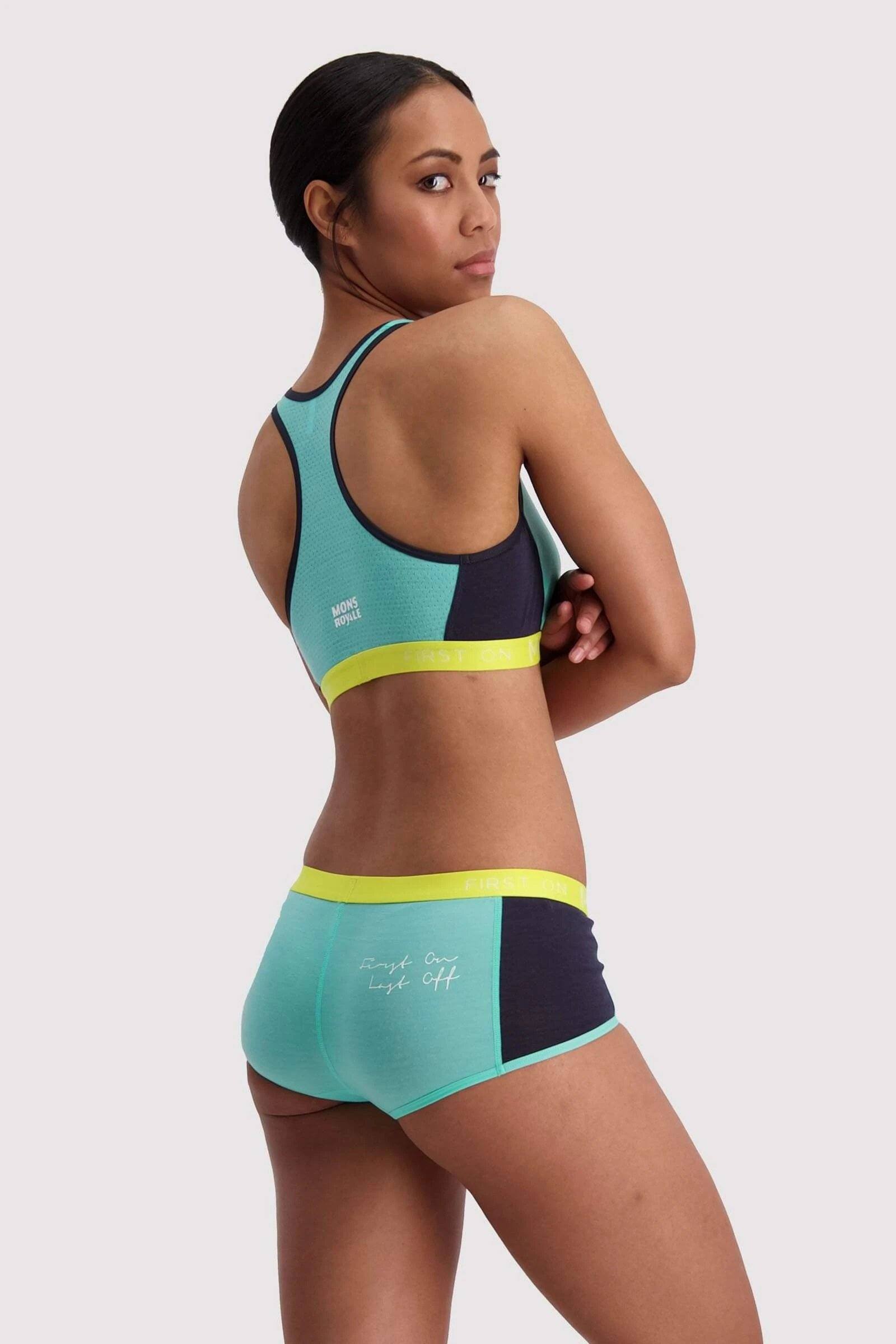 Mons Royale Women's Sierra Sports Bra - Merino wool, Mint Edge / M