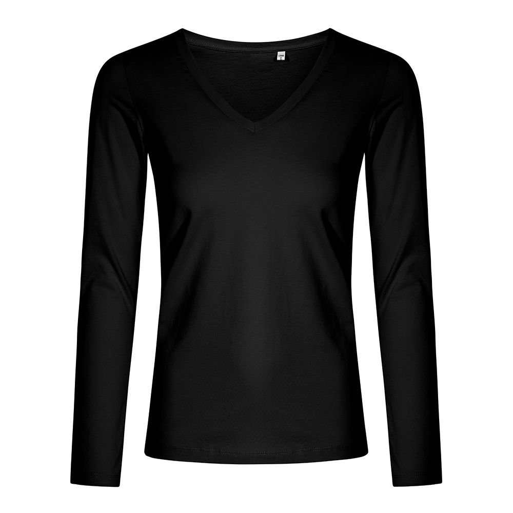 X.O V-Ausschnitt Langarmshirt Plus Size Damen, Schwarz, XXL