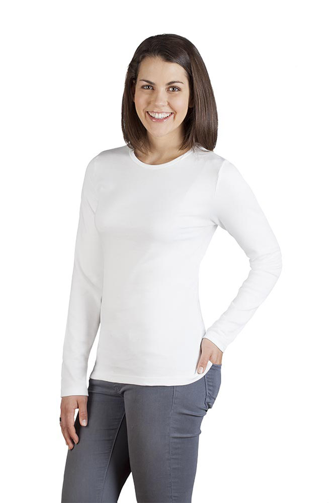 Interlock Langarmshirt Damen Sale, Weiß, XL