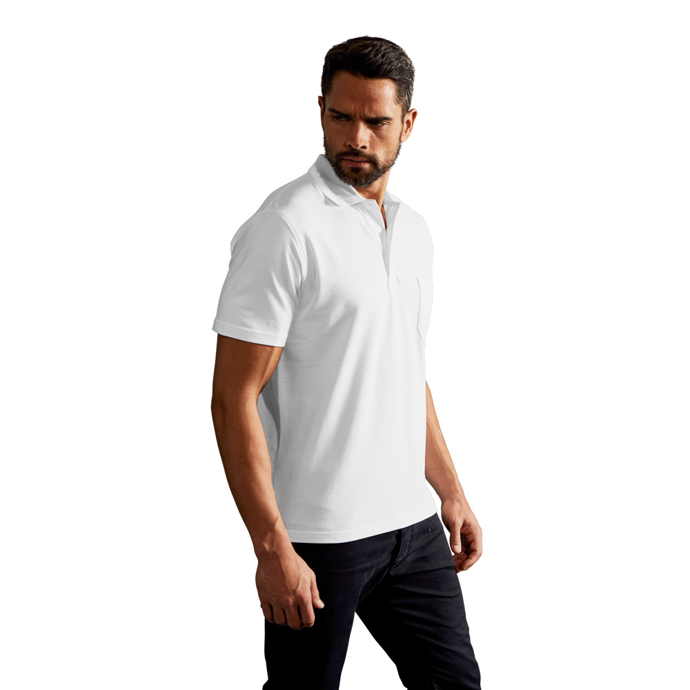 Heavy Poloshirt mit Brusttasche Herren, Weiß, L