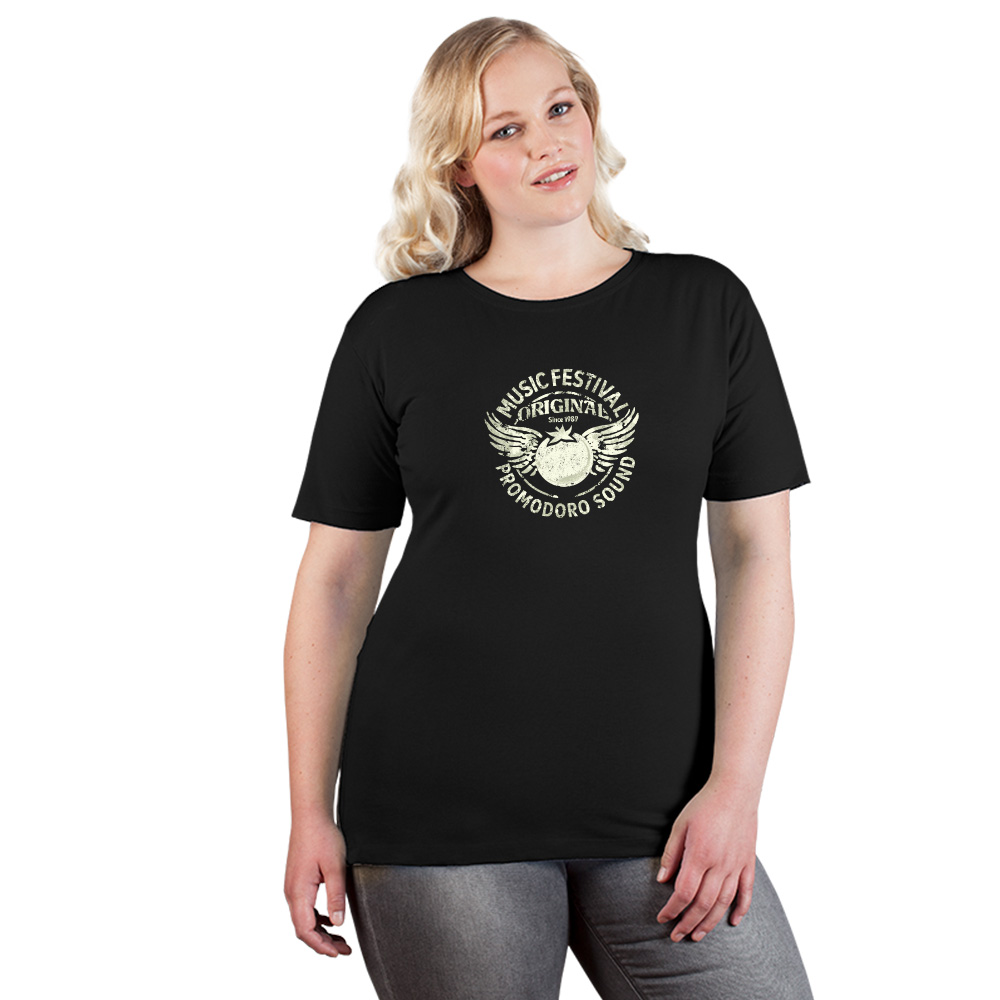 Print "promodoro sound" Premium T-Shirt Plus Size Damen, Schwarz, XXXL