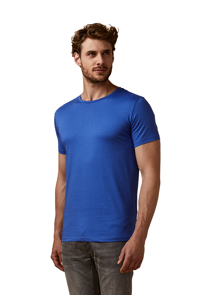 X.O Rundhals T-Shirt Herren, Azurblau, XXL