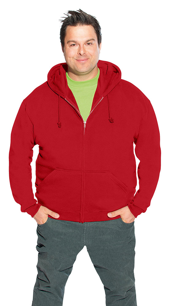 Baumwoll Zip Hoodie Jacke Plus Size Herren Sale, Rot, 4XL