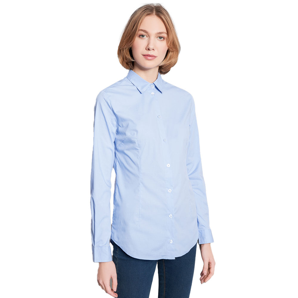 Slim-Fit Bluse Damen, blau, L