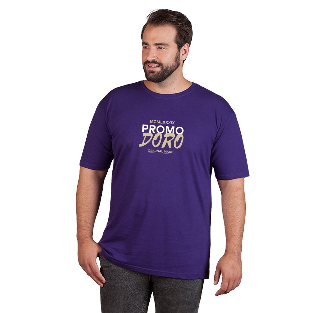 Print "promodoro original made" Bio T-Shirt Plus Size Herren, Dunkellila, 4XL