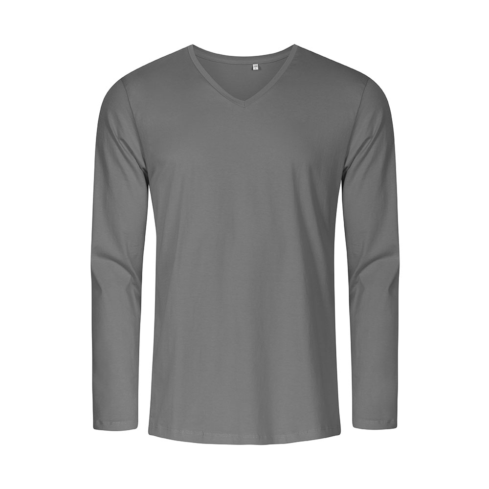 X.O V-Ausschnitt Langarmshirt Plus Size Herren, Stahlgrau, XXXL