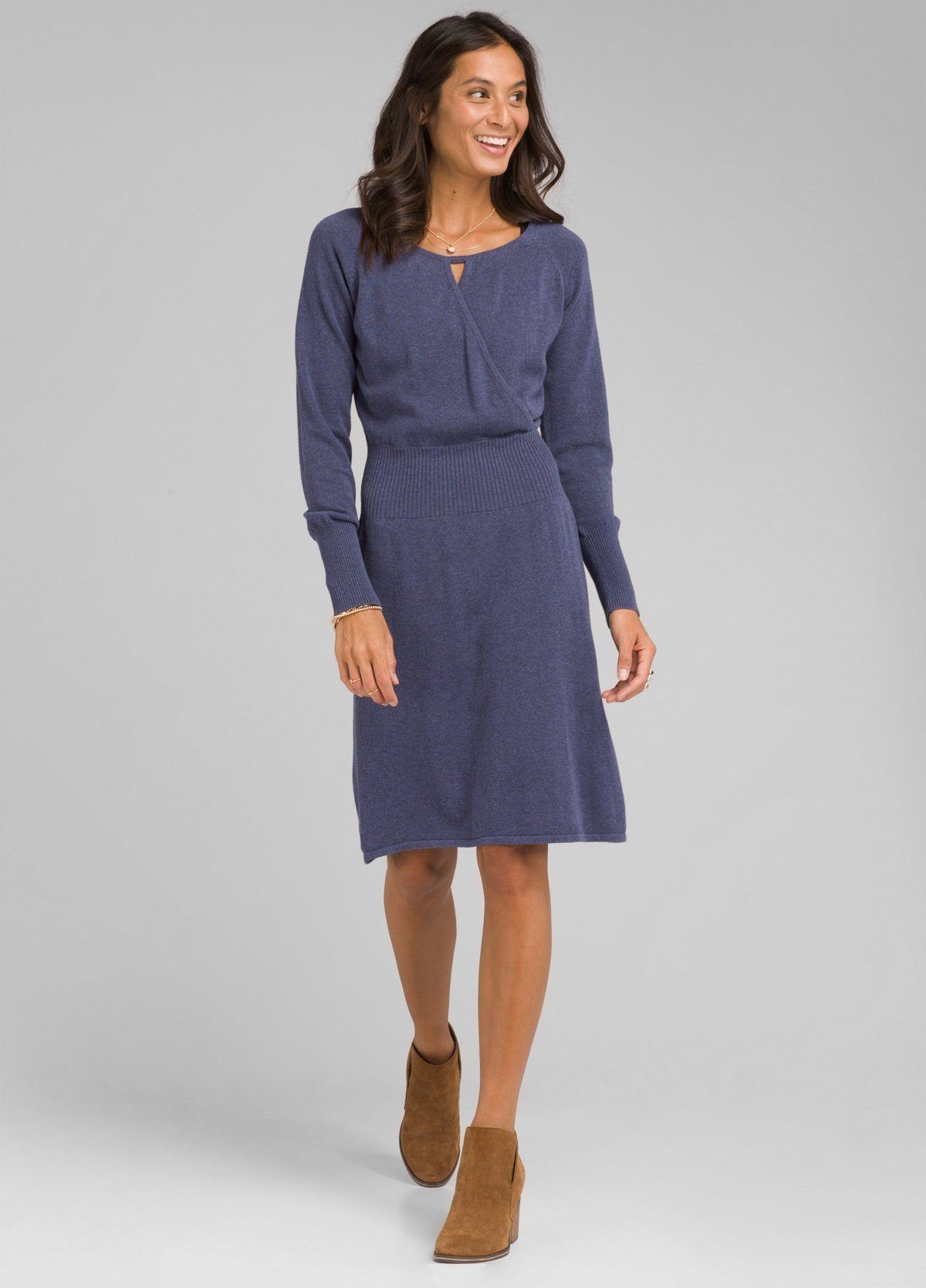 Prana Women's Sonatina Dress - 100% Organic Cotton, Midnight Dew Heather / XS