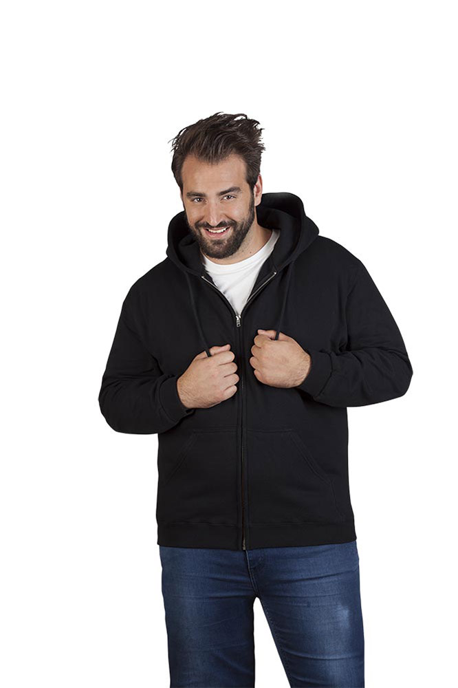 Baumwoll Zip Hoodie Jacke Plus Size Herren Sale, Schwarz, XXXL