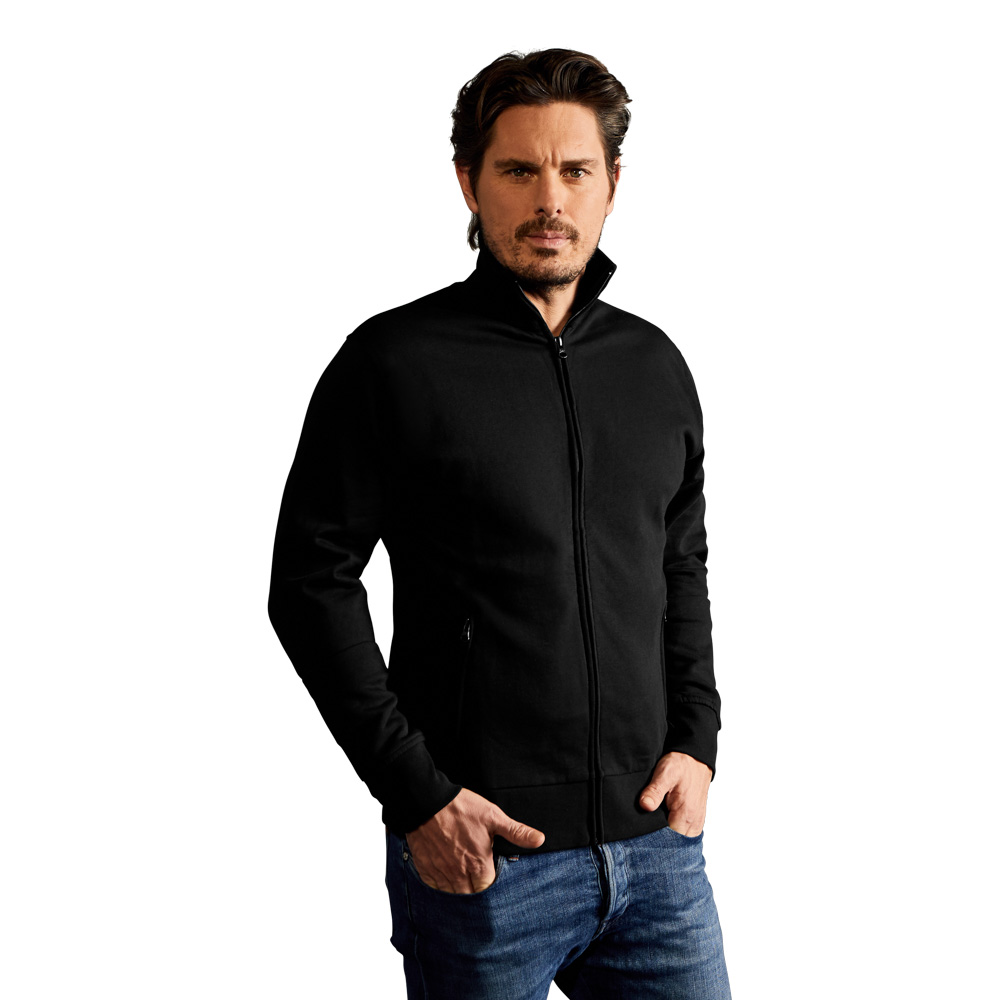 Stehkragen Zip Jacke Herren, Schwarz, XXL