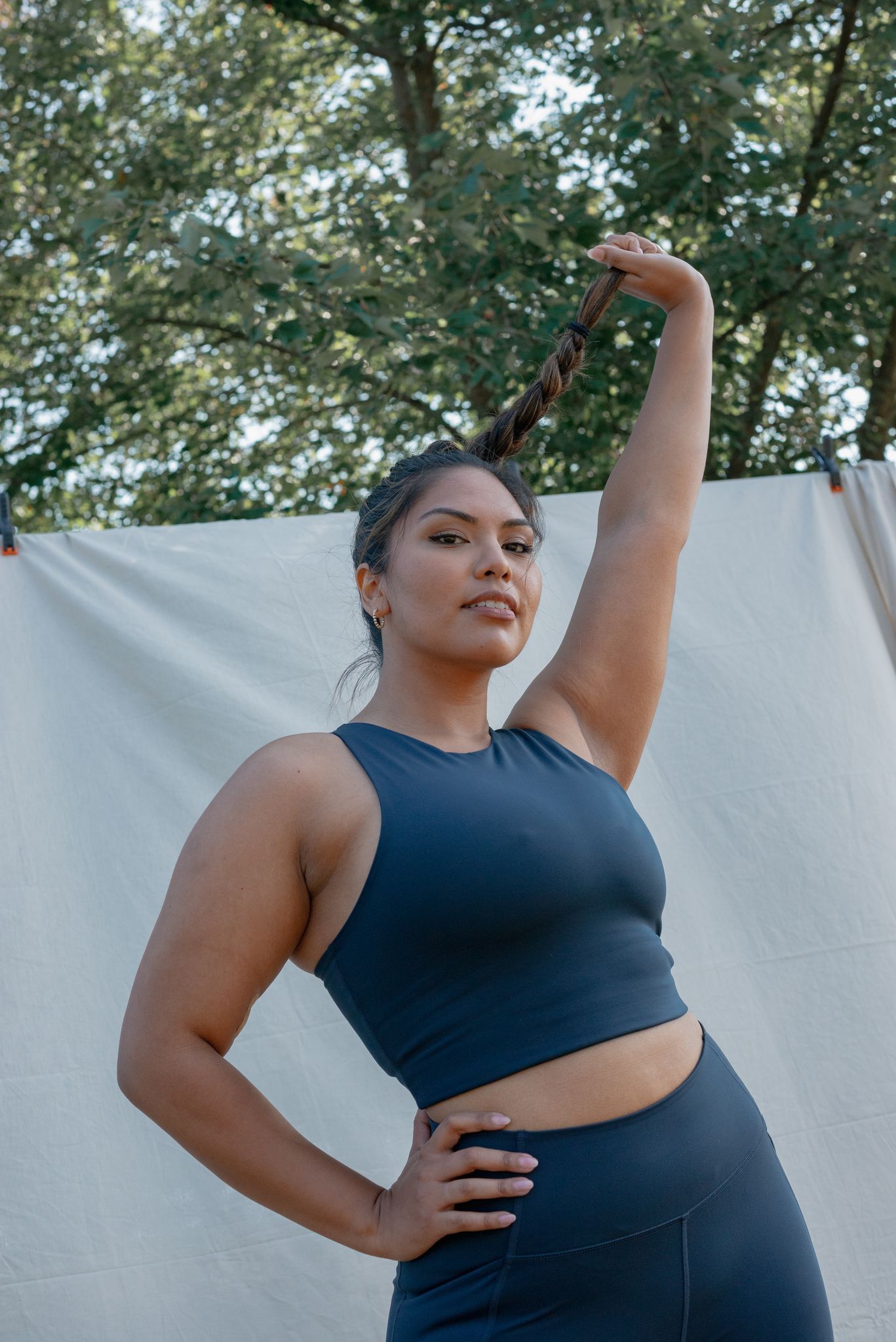 Girlfriend Collection Dylan Crop Bra - Made from Recycled Plastic Bottles, Midnight / XS