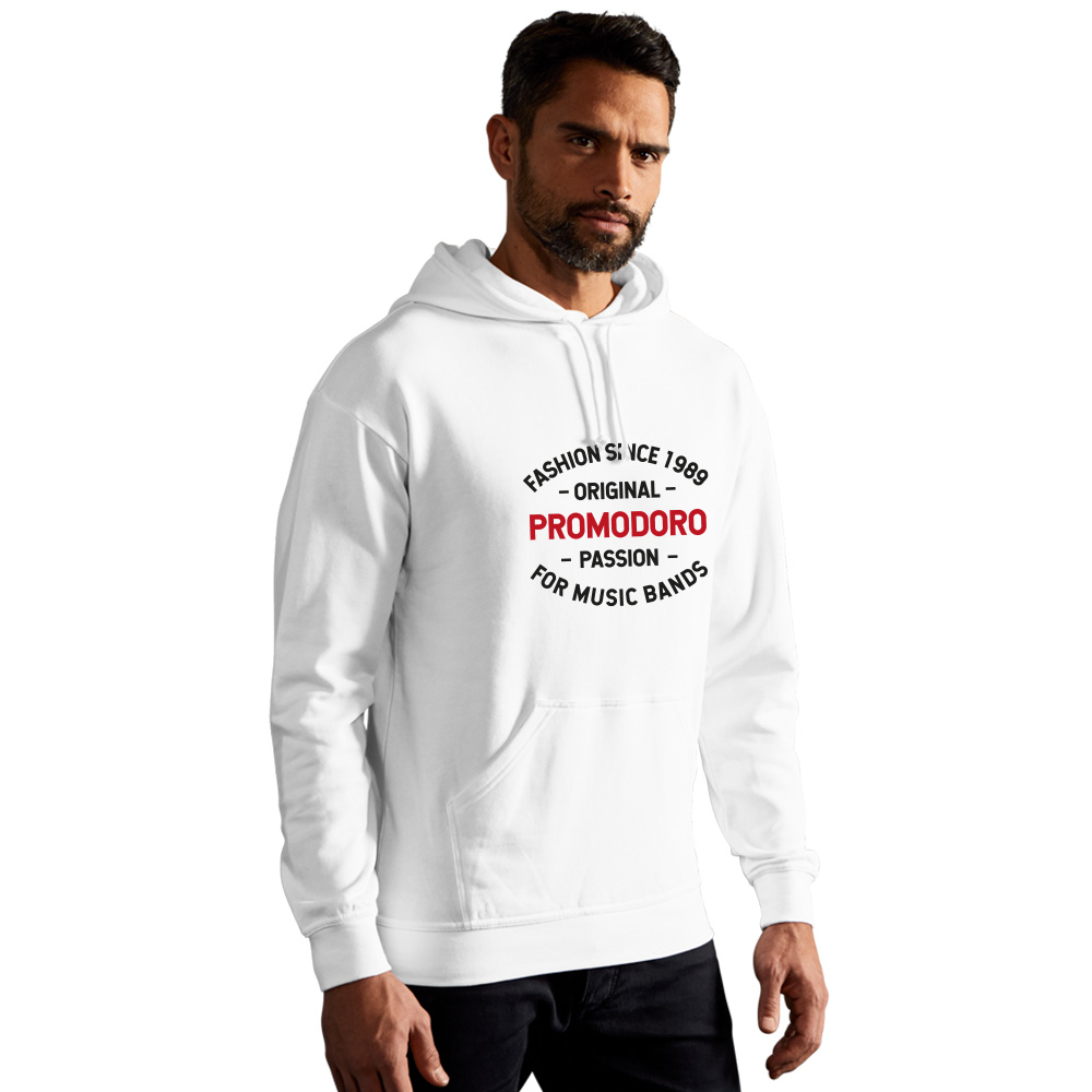 Print "promodoro passion" Basic Hoodie Herren, Weiß, L