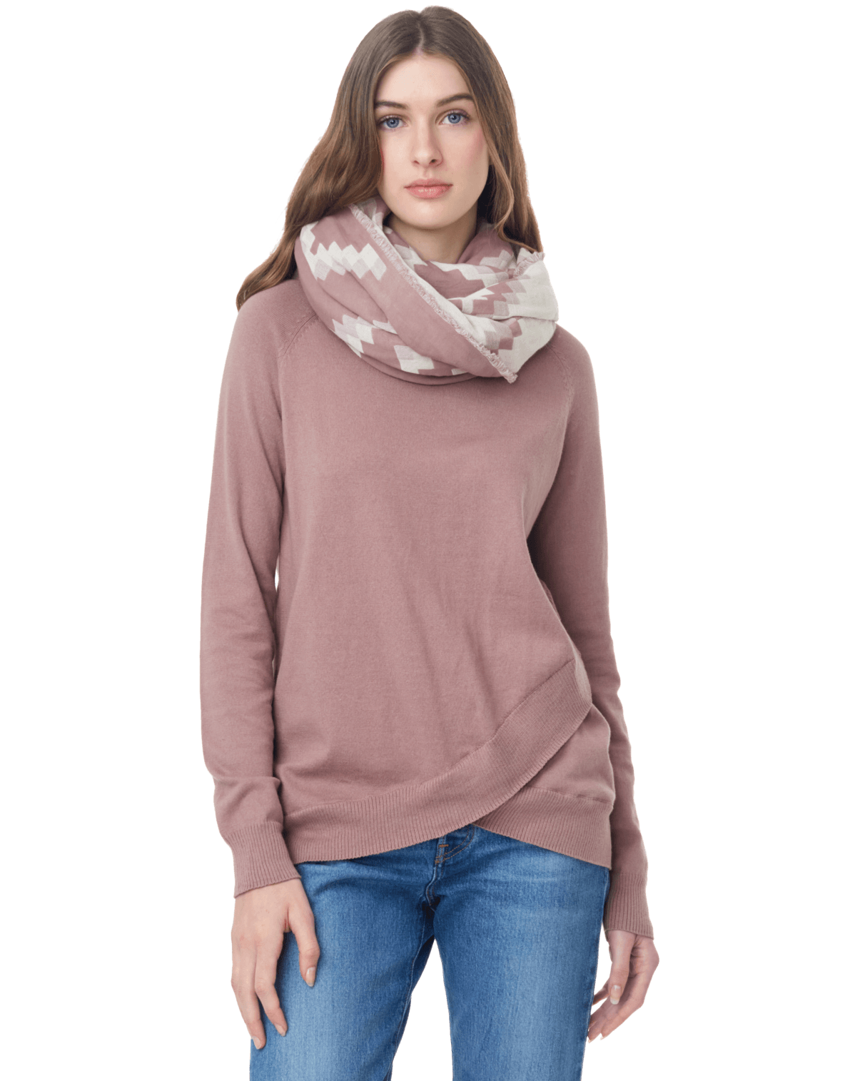Tentree Organic Cotton Sumatra Blanket Scarf, Elm White/Twilight Mauve