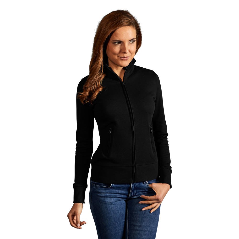 Stehkragen Zip Jacke Damen, Schwarz, XL