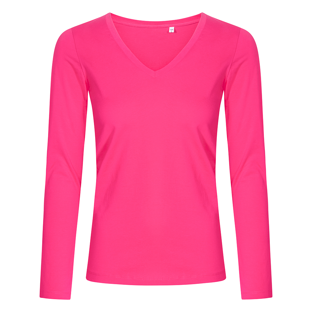 X.O V-Ausschnitt Langarmshirt Plus Size Damen, Pink, XXXL