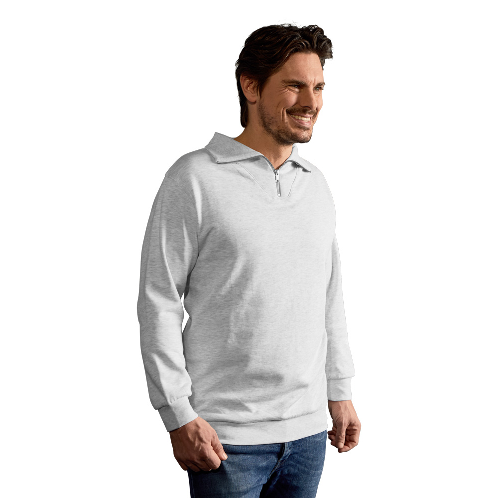 Troyer Sweatshirt Herren, Hellgrau-Melange, XXL
