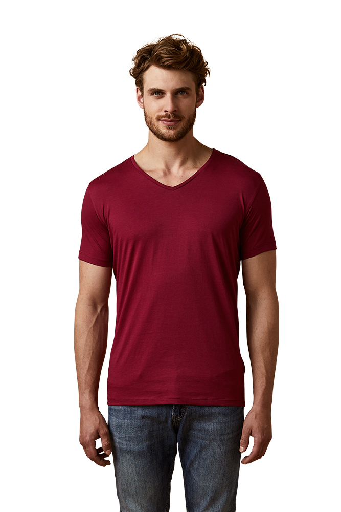 X.O V-Ausschnitt T-Shirt Herren, Himbeere, XXL