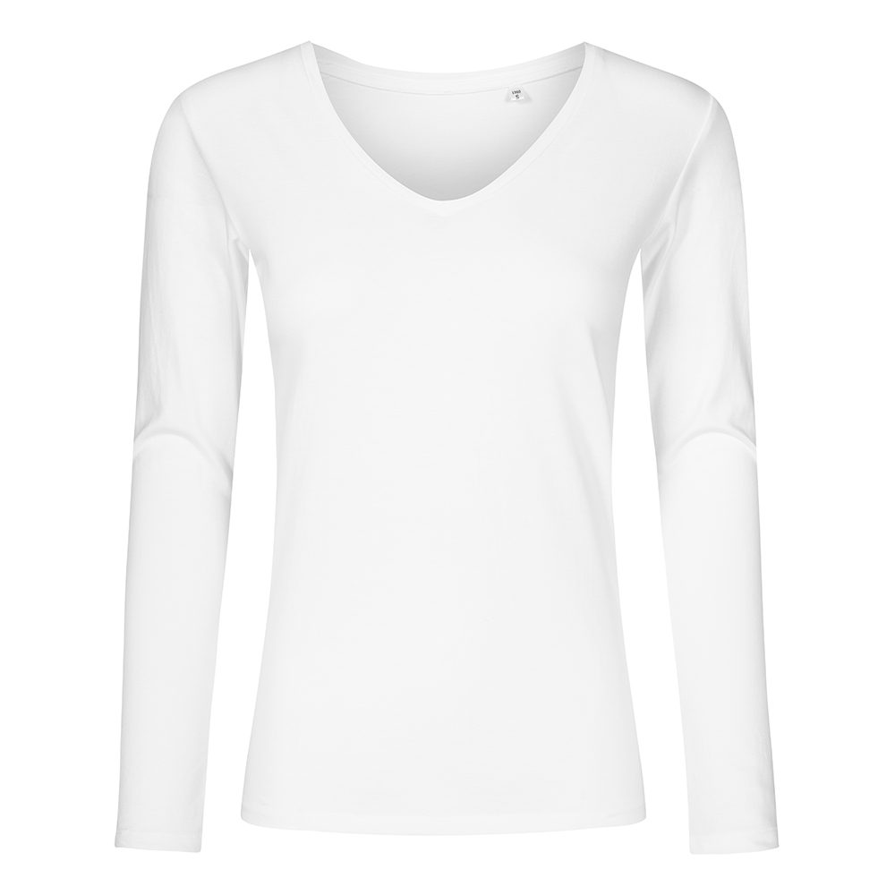X.O V-Ausschnitt Langarmshirt Plus Size Damen, Weiß, XXL