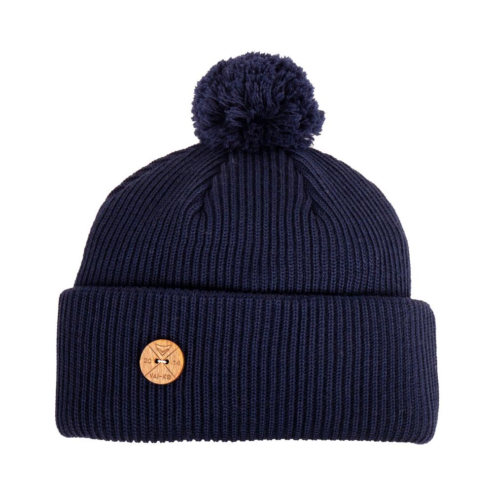 VAI-KØ Timberjack Pom Beanie - Merino Wool, Deep Blue
