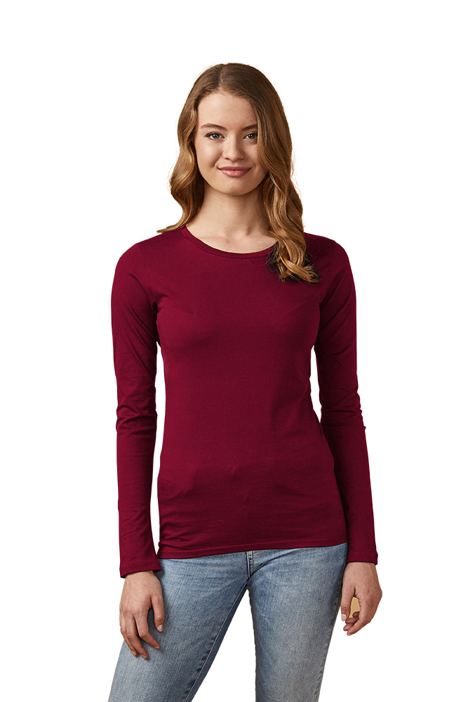 X.O Rundhals Langarmshirt Damen, Himbeere, XL