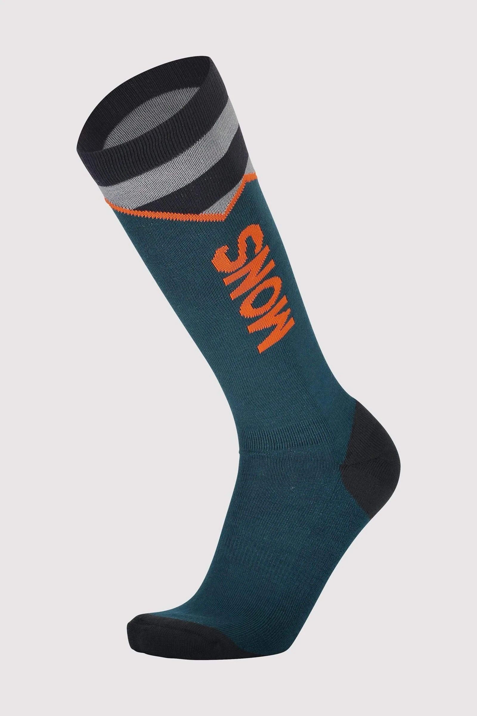 Mons Royale Men's Lift Access Sock - Merino Wool, Atlantic / Orange Smash / M (42-44)