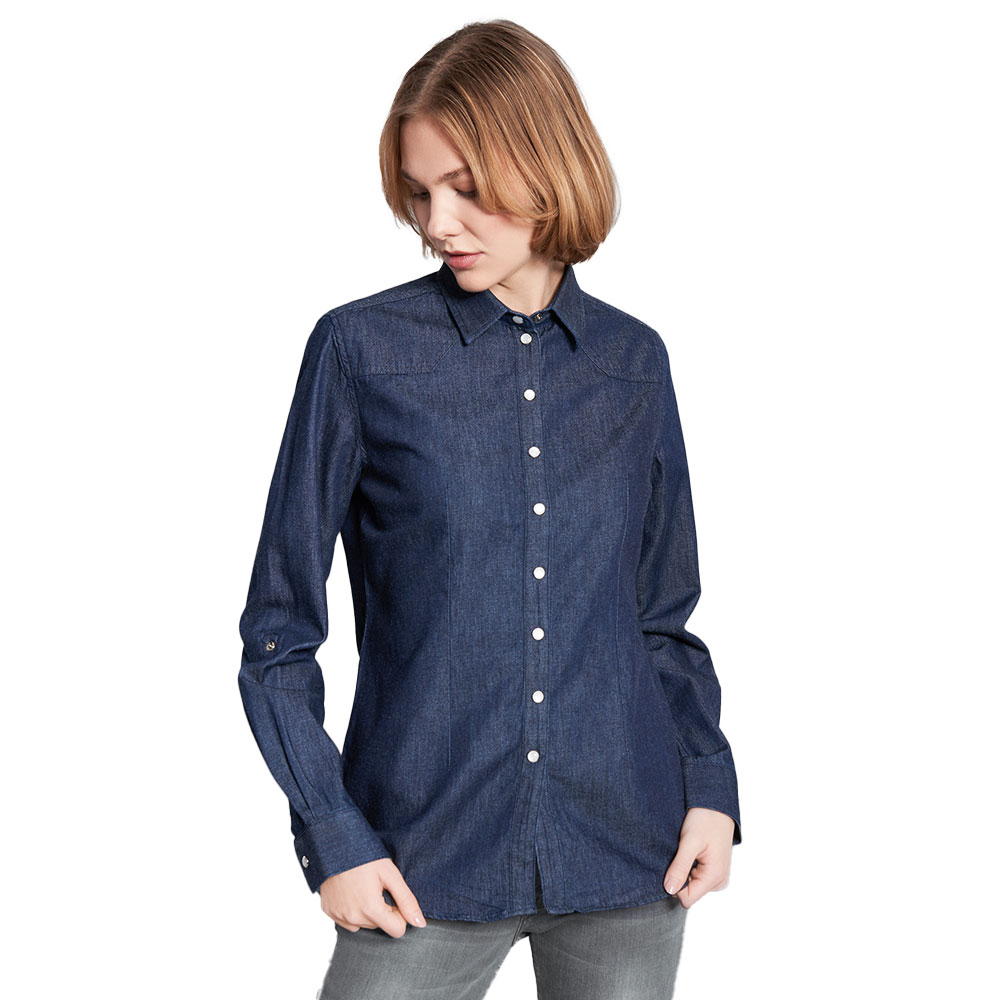 Jeansbluse Damen, Dark Denim, XL