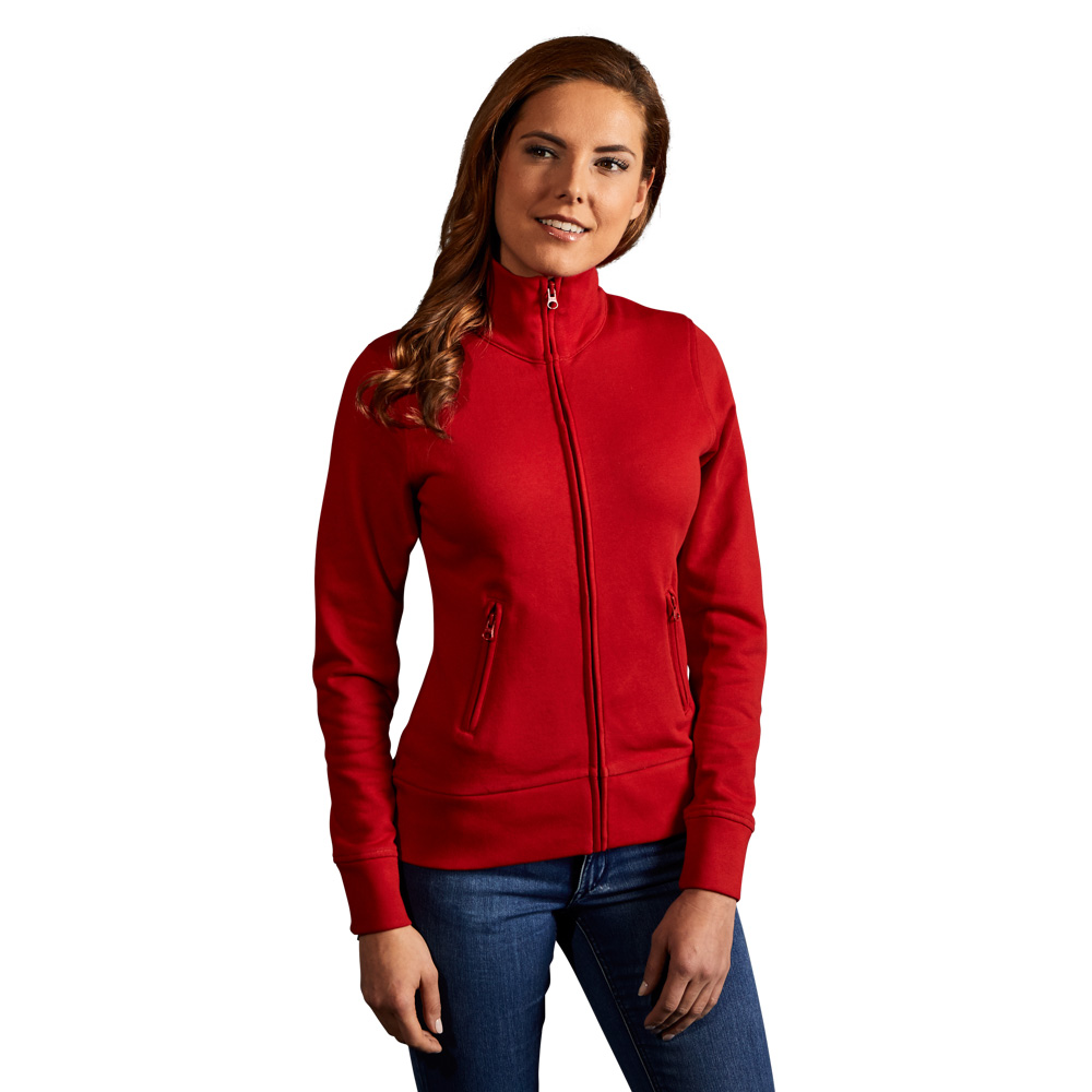 Stehkragen Zip Jacke Damen, Rot, XL
