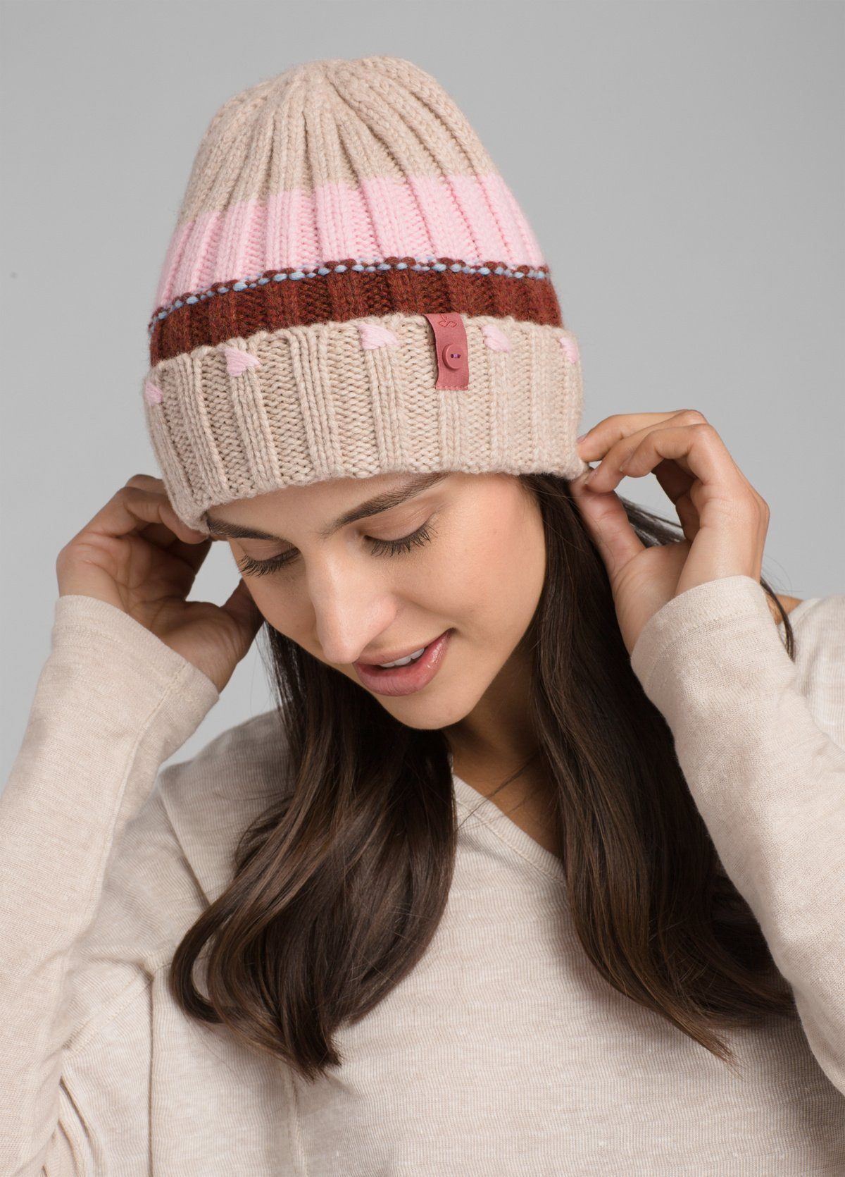 Prana Women's Lexington Beanie - 80 % Wool, Light Mauve
