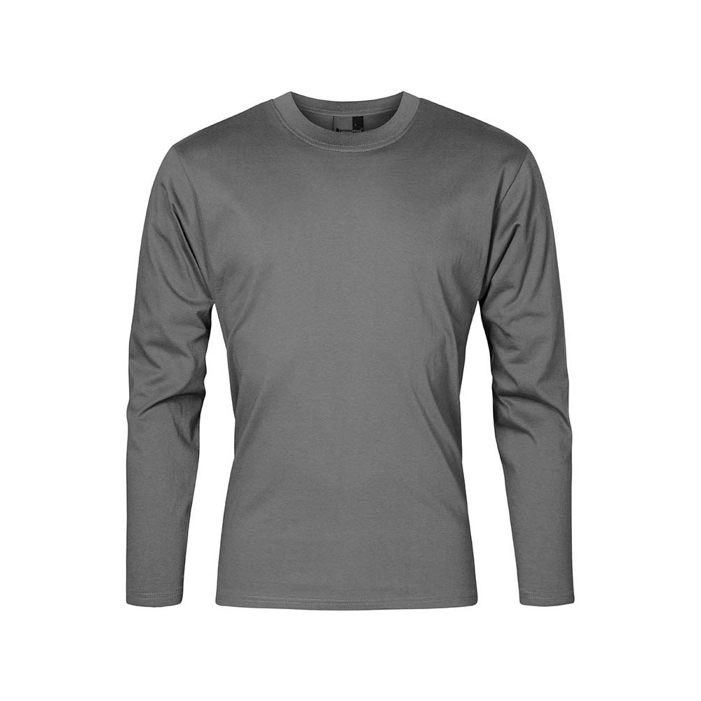Premium Langarmshirt Plus Size Herren, Stahlgrau, 4XL