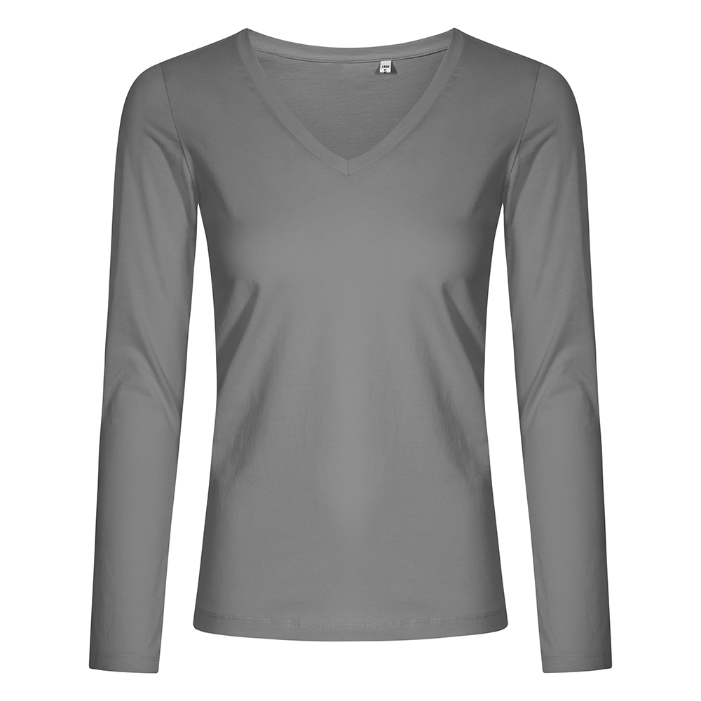 X.O V-Ausschnitt Langarmshirt Plus Size Damen, Stahlgrau, XXXL