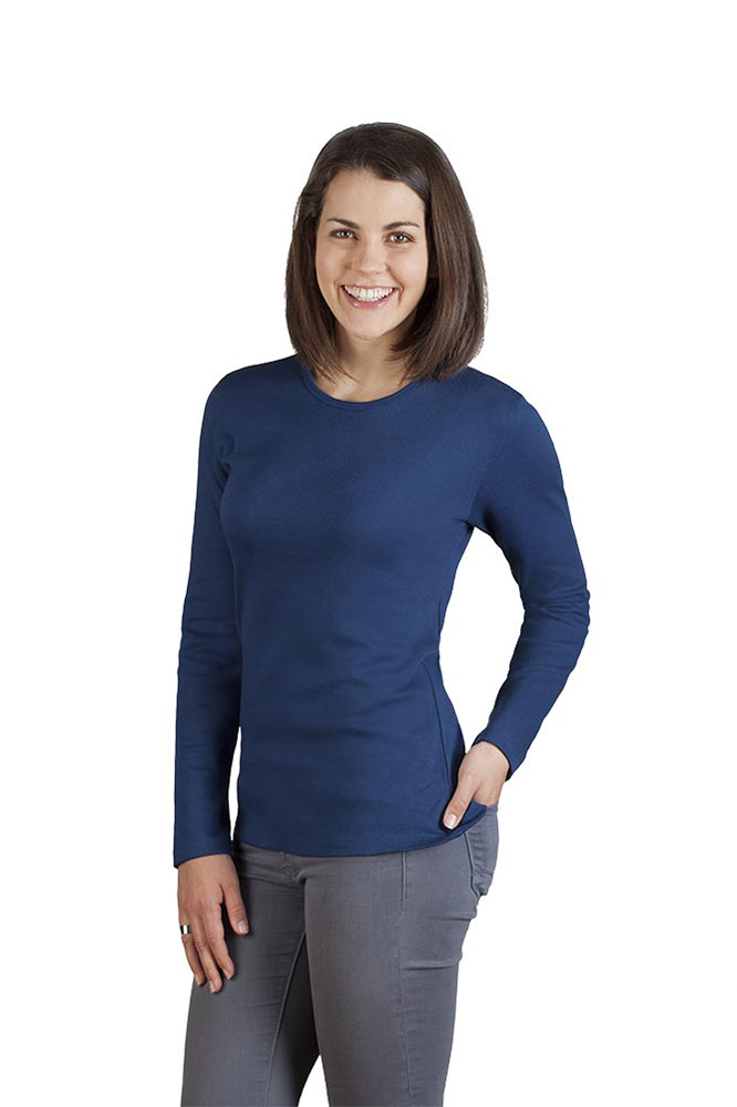 Interlock Langarmshirt Damen Sale, Indigoblau, L