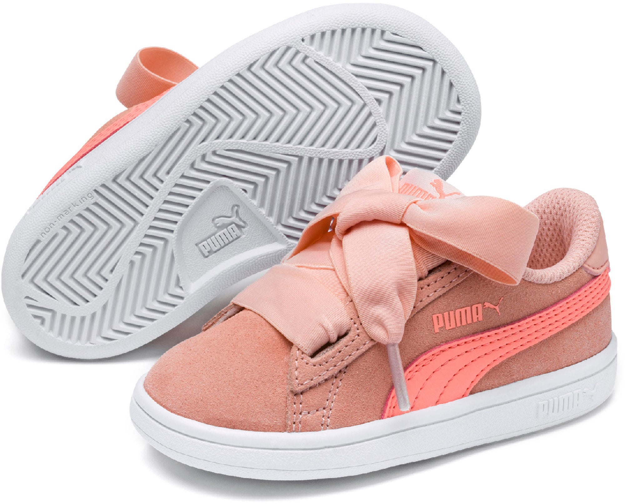 Puma Smash V2 Ribbon AC PS Sneaker, Pink 33