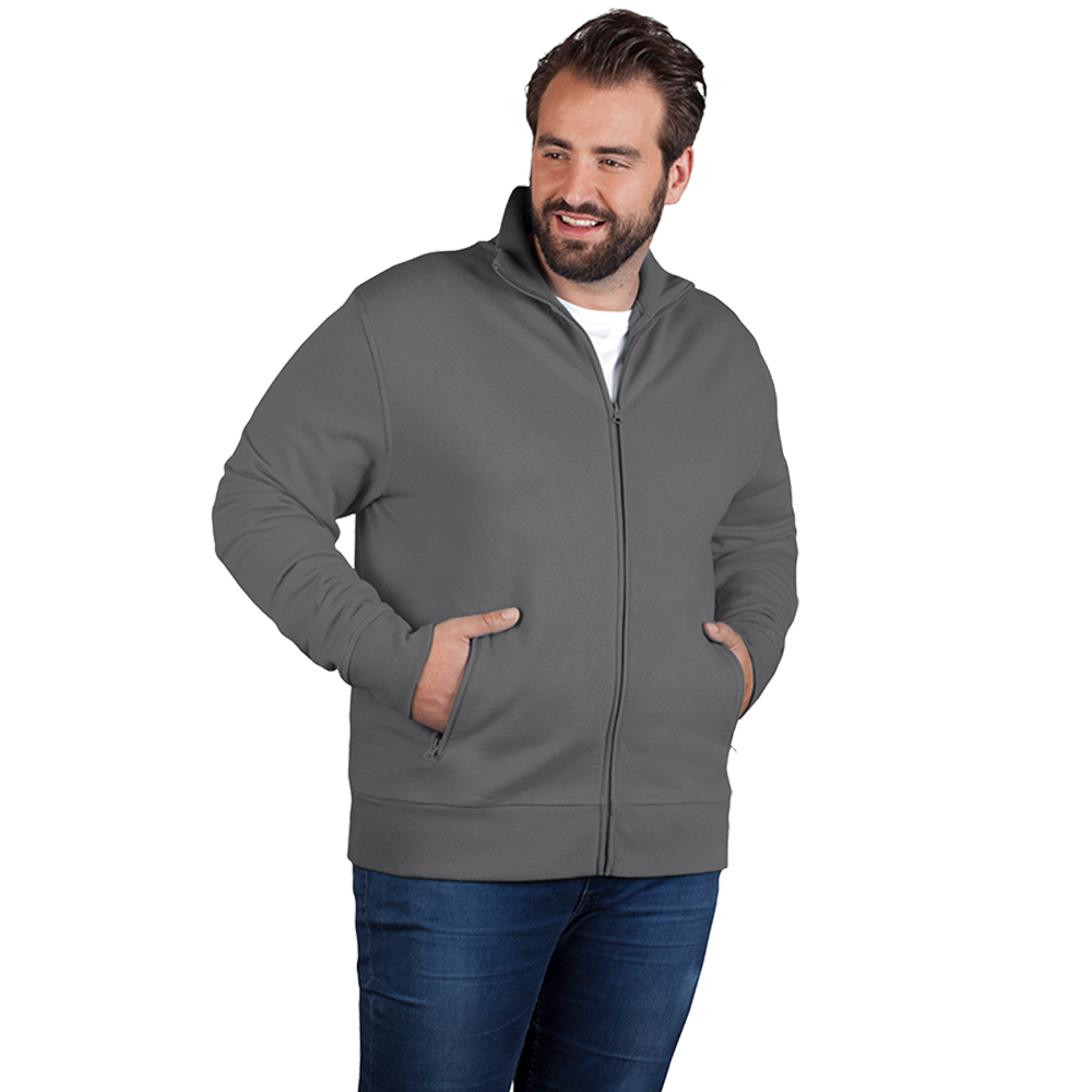 Stehkragen Zip Jacke Plus Size Herren, Stahlgrau, 4XL