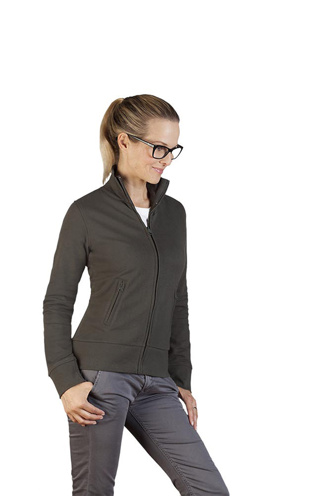 Stehkragen Zip Jacke Damen, Khaki, XL