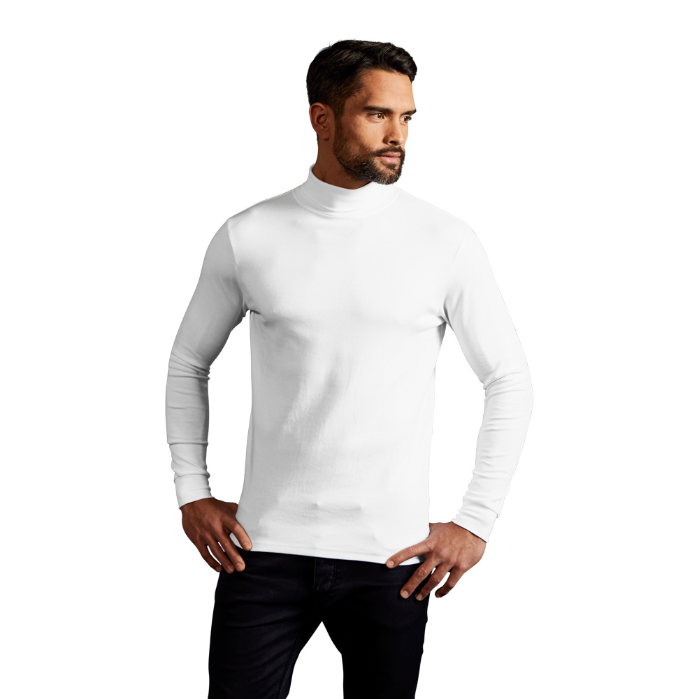 Rollkragen Langarmshirt Herren, Weiß, L