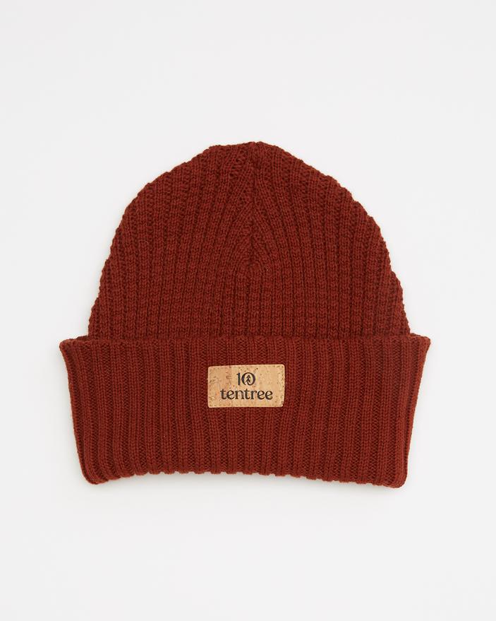 Tentree Unisex Patch Beanie - 100% Organic Cotton, Cherry Mahogany