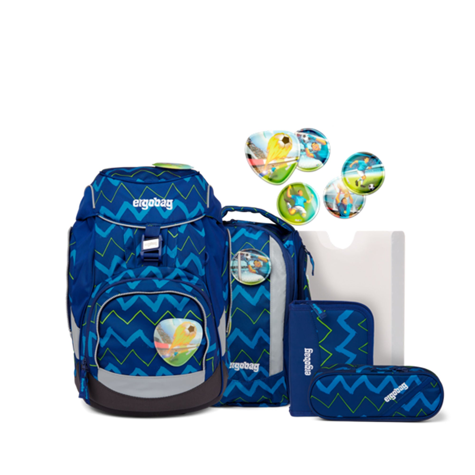 Ergobag Pack Soccer FanBear Schulpaket 20L, Dark Blue Zigzag