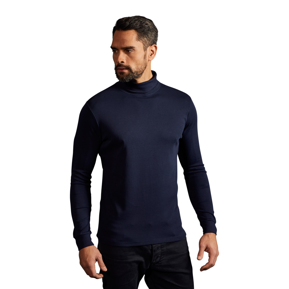 Rollkragen Langarmshirt Herren, Marineblau, L
