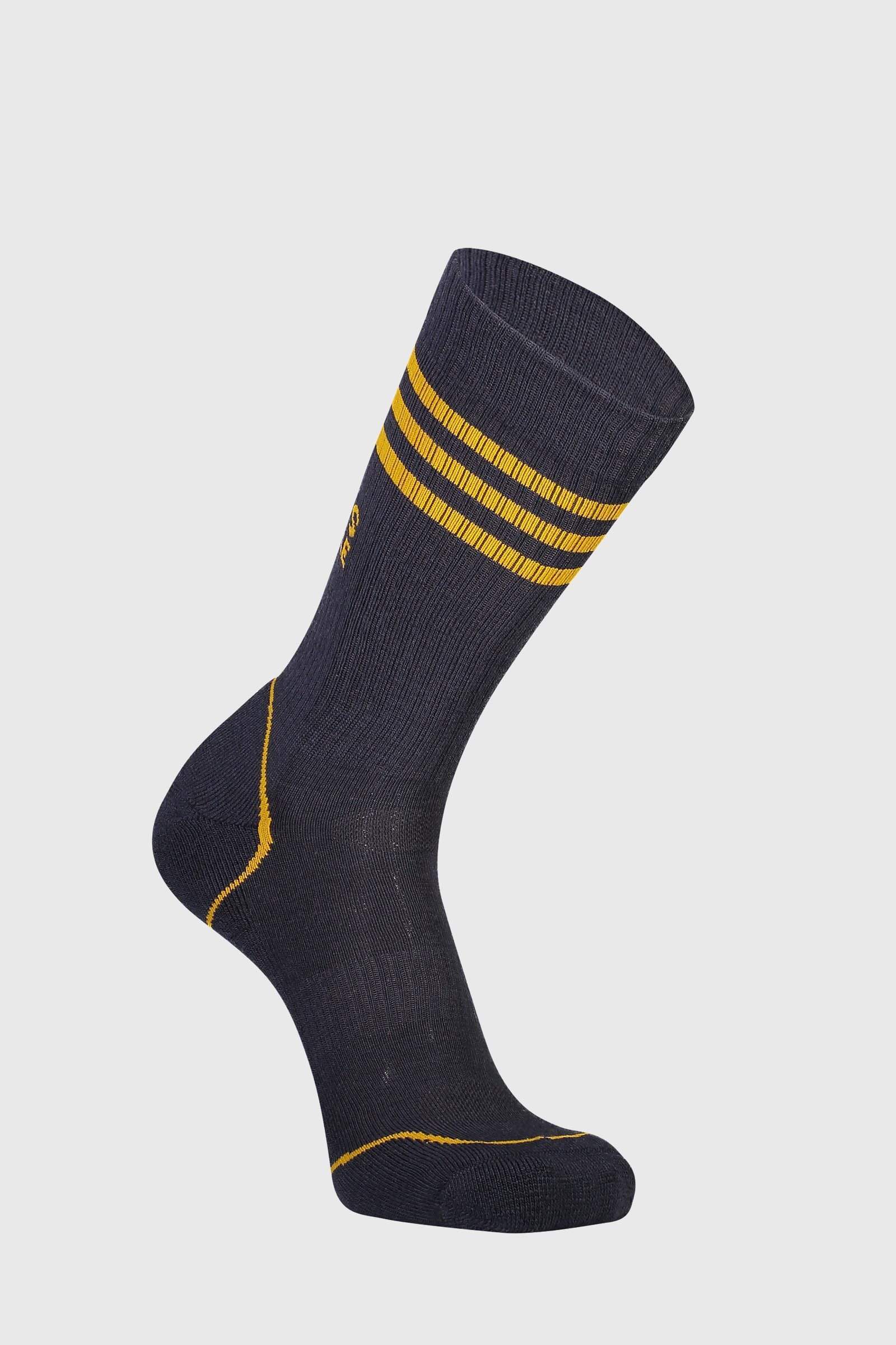 Mons Royale Unisex Signature Crew Sock - Merino Wool, 9 Iron / Gold / 39-41