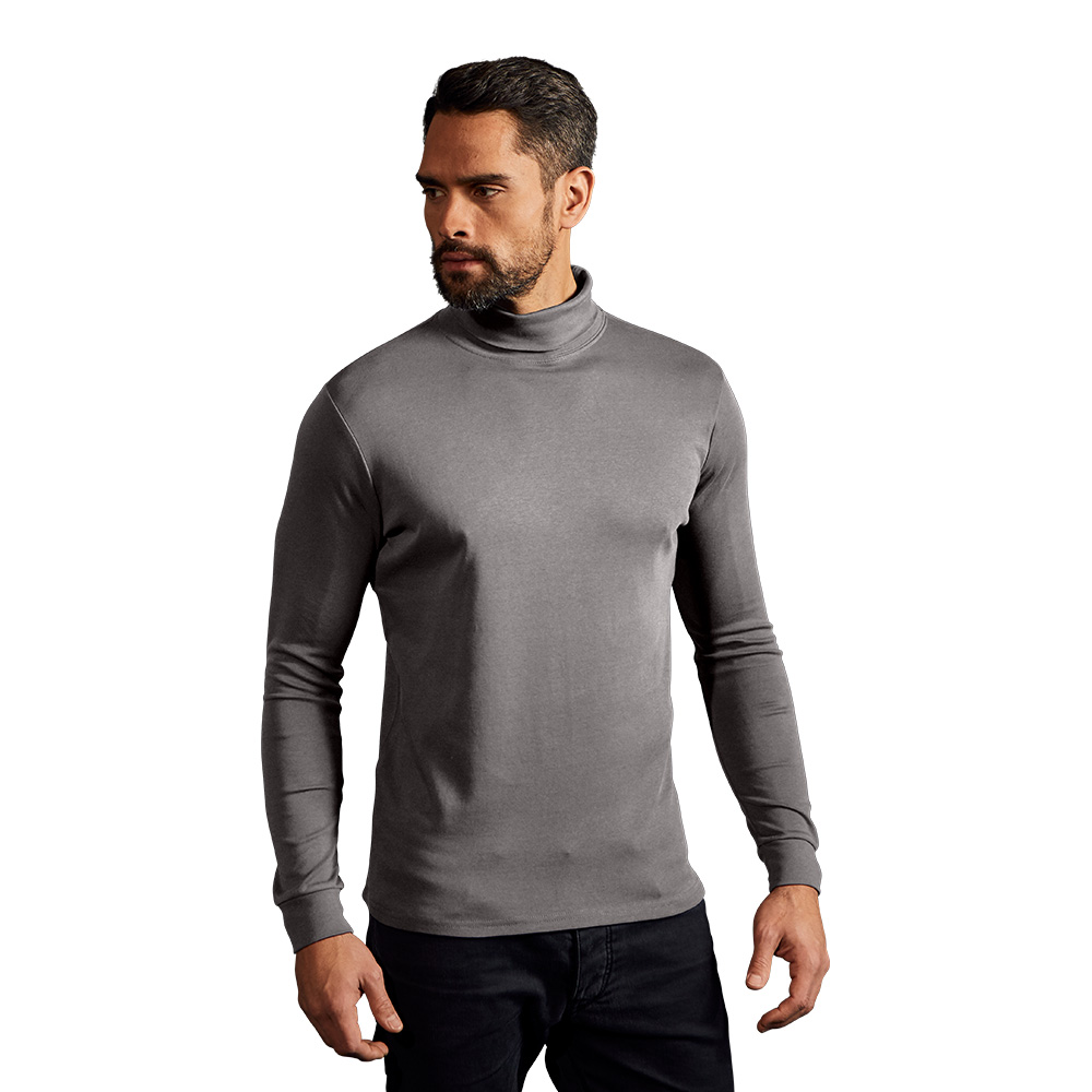 Rollkragen Langarmshirt Herren, Hellgrau, L