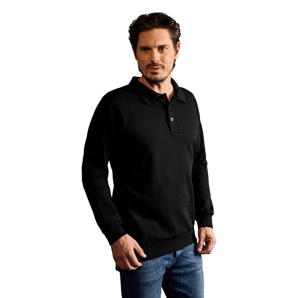 Polo-Sweatshirt Herren, Schwarz, XXL